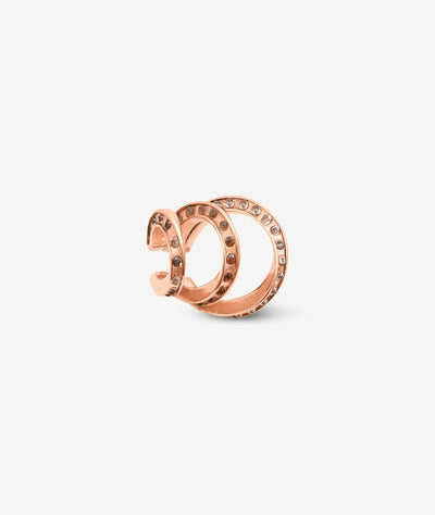 Ear cuff triple rose gold et zirconiums marrons et champagnes YAZ RG - YParis