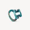 Ear cuff triple turquoise zircons verts et oranges Yaz T