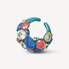 Ear cuff turquoise zircons verts et oranges Dahlia T