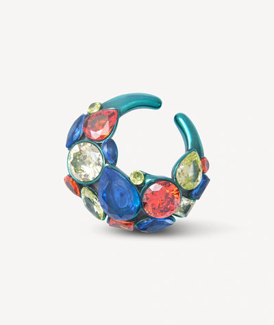 Ear cuff turquoise zircons verts et oranges Dahlia T - YParis