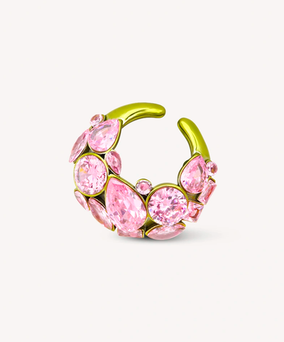 Ear cuff vert avec zircons roses DAHLIA Citrus - YParis