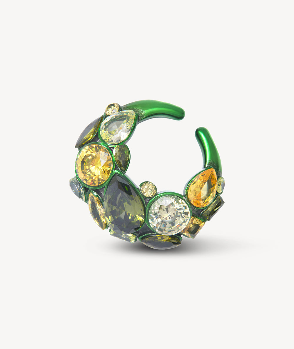 Ear cuff vert et zircons jaunes et olive Dahlia SG C