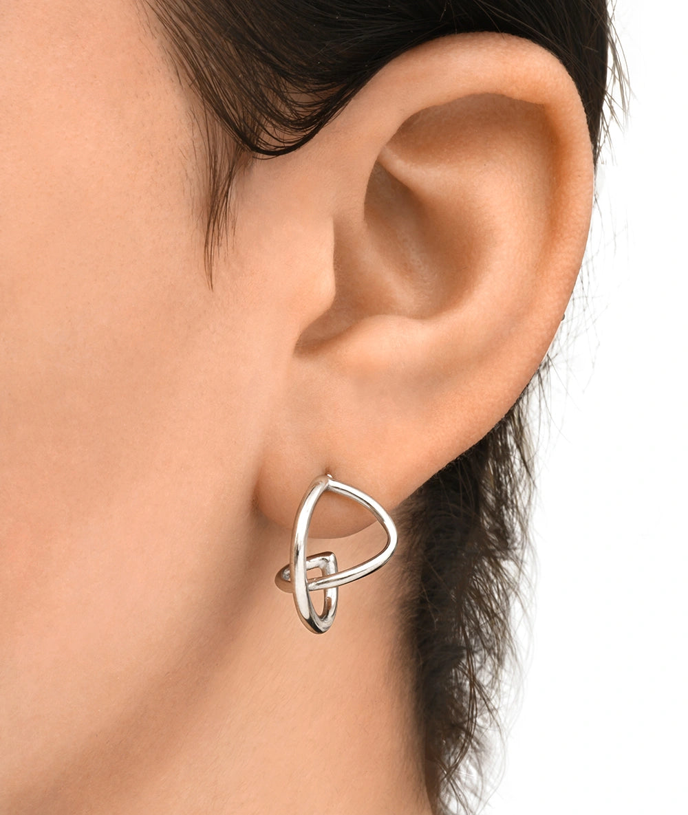 Boucle d'oreille créole torsadée argentée SANNA S