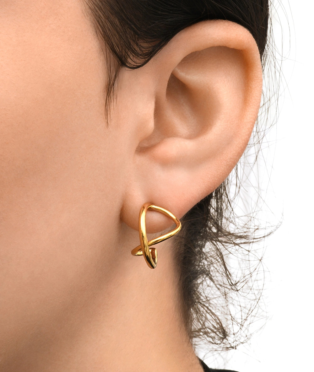 Boucle d'oreille créole torsadée dorée SANNA G