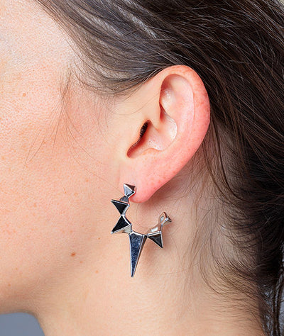 Boucle d'oreille piques argentée et noire Iggy S - YParis