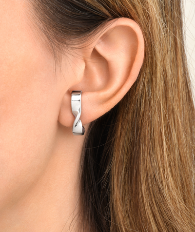 Boucle d'oreille torsade argentée Carter S - YParis