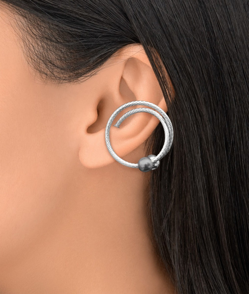 Ear cuff argent spirale perles d'eau douce FUSION S