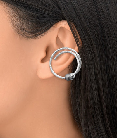 Ear cuff argent spirale perles d'eau douce FUSION S - YParis