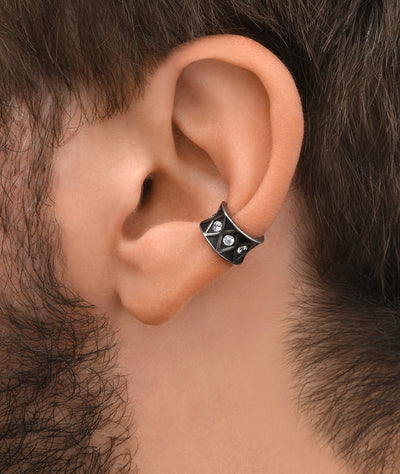 Round silver ear cuff with zircons Kim S - YParis