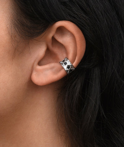 Ear cuff argenté et zircons KURO S POP S - YParis