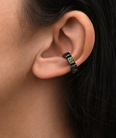 Ear cuff argenté et zircons olive effet vintage Dibba L VS - YParis
