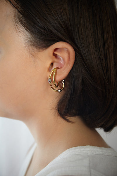 Ear cuff arrondi doré avec boules argentées SUGAR BI - YParis