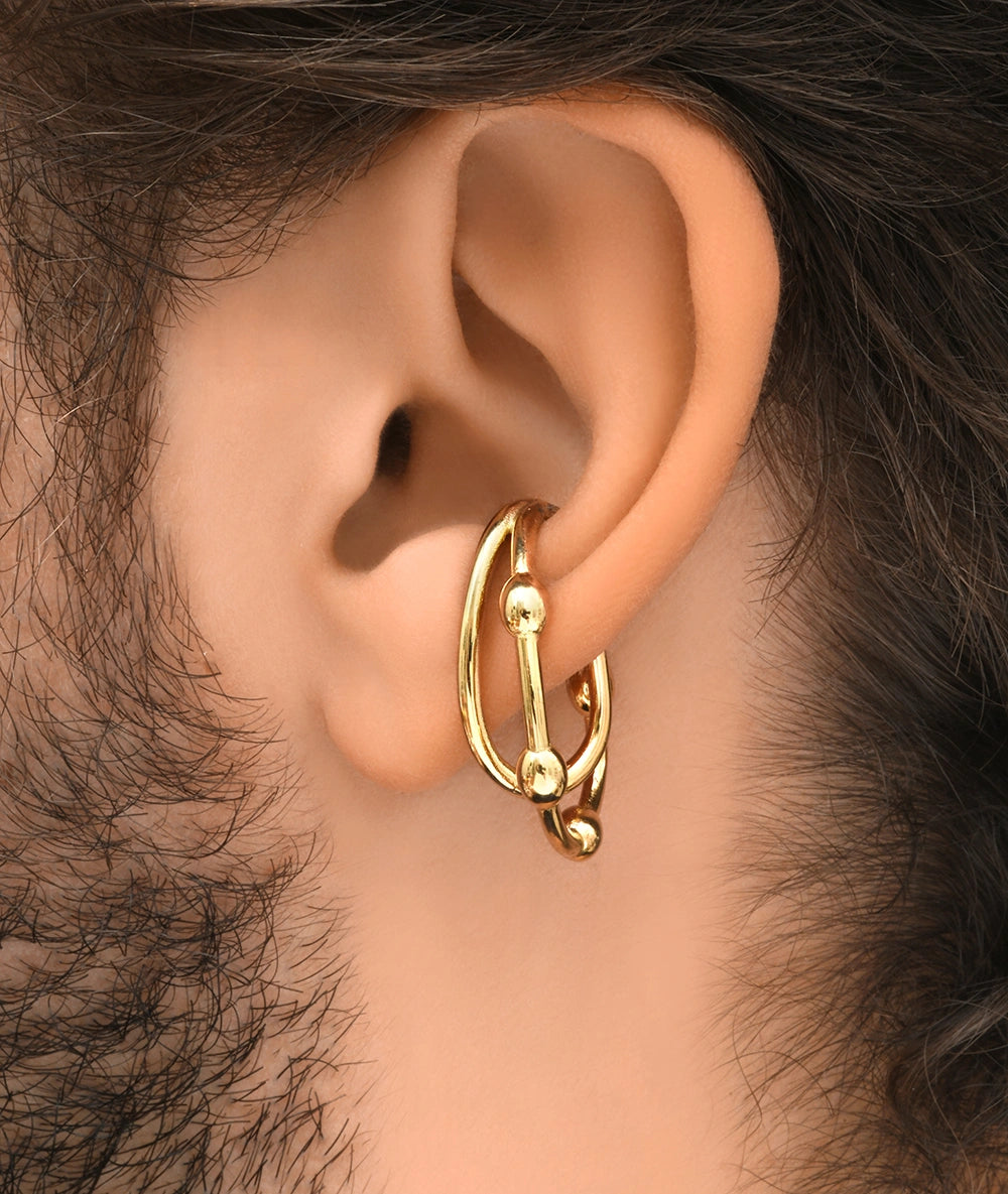 Rounded gold ear cuff with SUGAR G balls