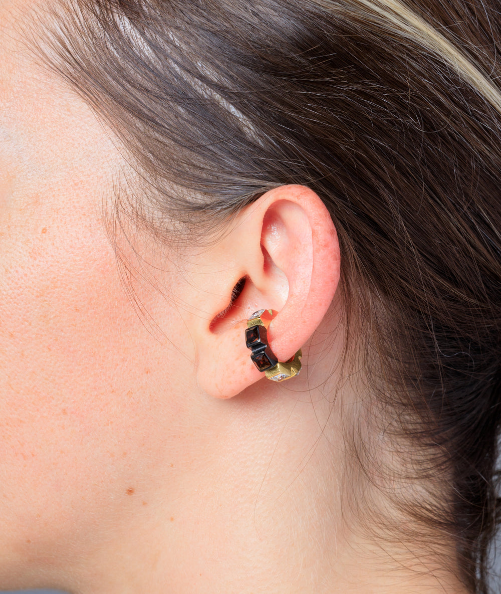 Ear cuff bicolore avec zirconiums marrons et blancs Lex GB