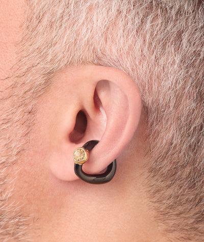 Ear cuff bicolore noir et doré avec zirconium Nyx GB - YParis