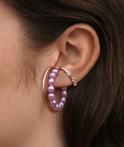 Ear cuff créole triple or rose et perles d'eau douce Misty RG - YParis