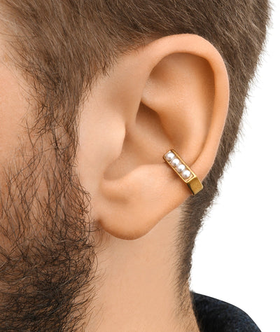 Ear cuff  doré et perles blanches KIRA VG - YParis