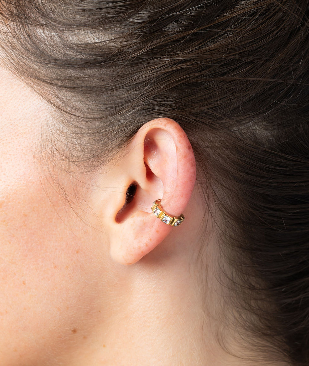 Loki S silver and zirconium ear cuff