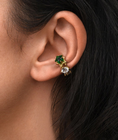 Ear cuff doré et zircons étoile vert KOTORI POP G - YParis