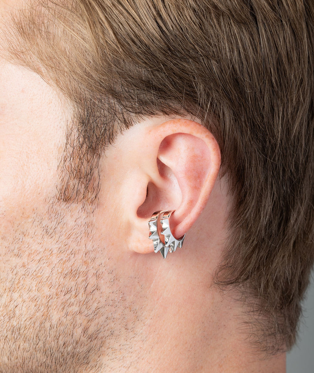 Ear cuff double piques argenté Pike double S