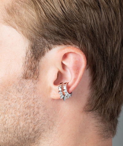 Ear cuff double piques argenté Pike double S - YParis