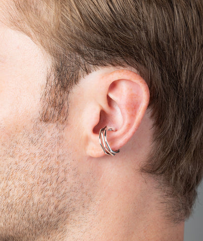 Silver geometric ear cuff Bolty S - YParis