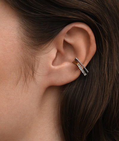 Ear cuff géométrique bicolore et zircons ELVA BI - YParis