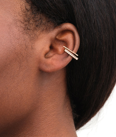 Ear cuff géométrique or rose et zircons Elva RG - YParis