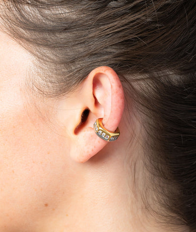 Ear cuff héxagonal bicolore et zirconiums Lovis Bi - YParis