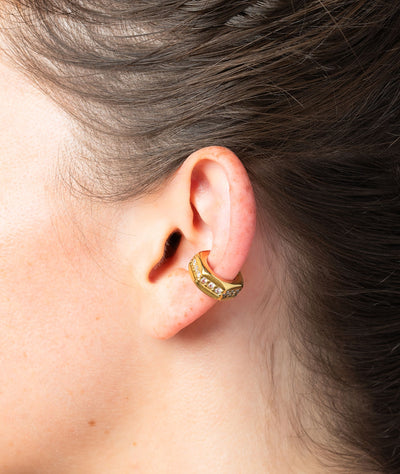 Ear cuff héxagonal doré et zirconiums Lovis G - YParis