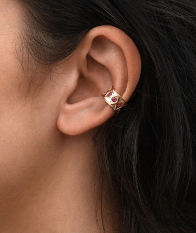 Ear cuff or rose et zircons roses KURO S POP RG - YParis