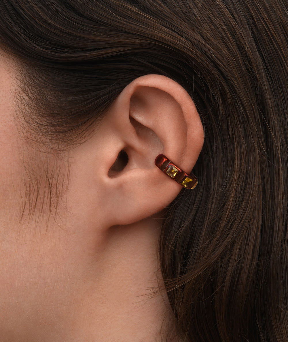 Ear cuff orange zircons jaunes Dibba S O