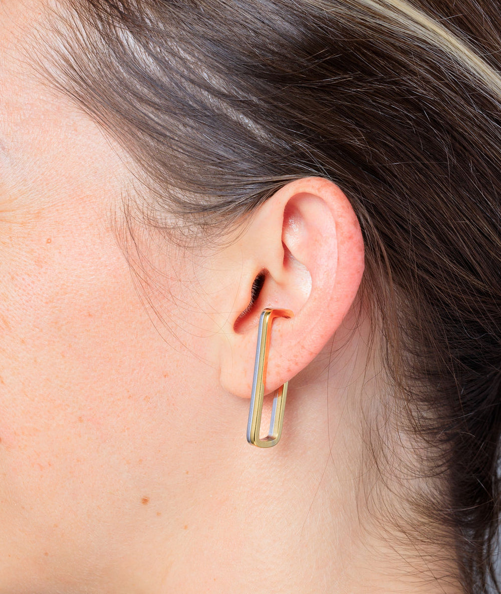 Shilo BI two-tone rectangle ear cuff