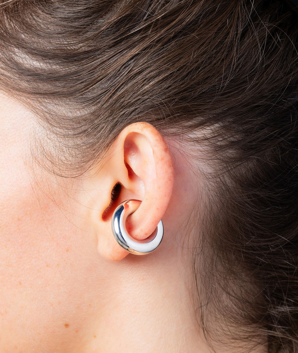 Ear cuff rond argenté Big Bowie S