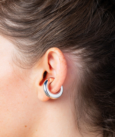 Ear cuff rond argenté Big Bowie S - YParis