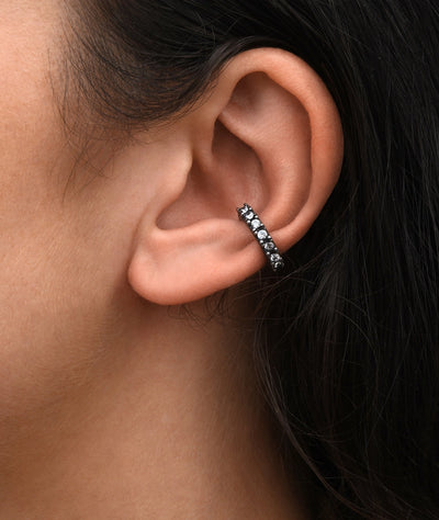 Ear cuff rond argenté et zircons blancs effet vintage Abi S VS - YParis