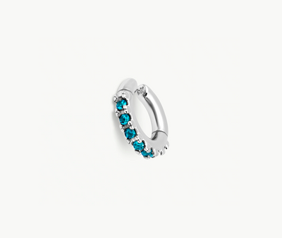 Ear cuff rond argenté et zircons bleus Abi S S - YParis