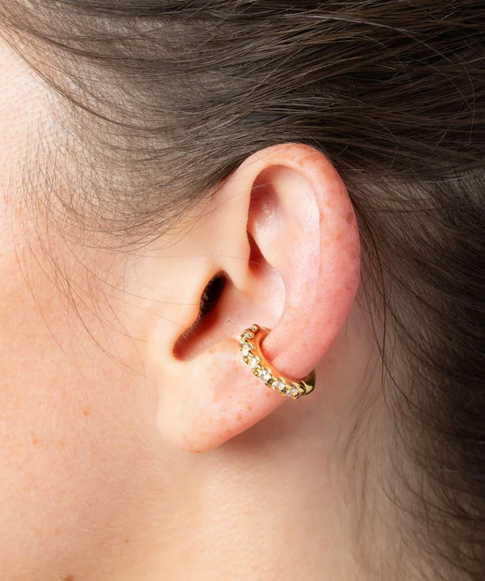 Round silver ear cuff with zircons Kim S