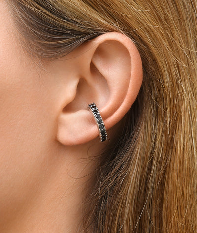 Round silver ear cuff with zircons Kim S - YParis
