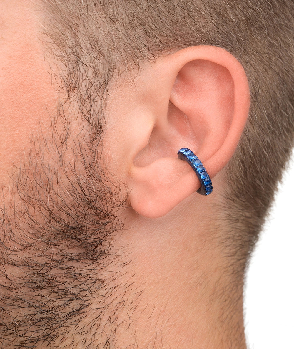 Ear cuff rond bleu et zircons blancs Abi S MB