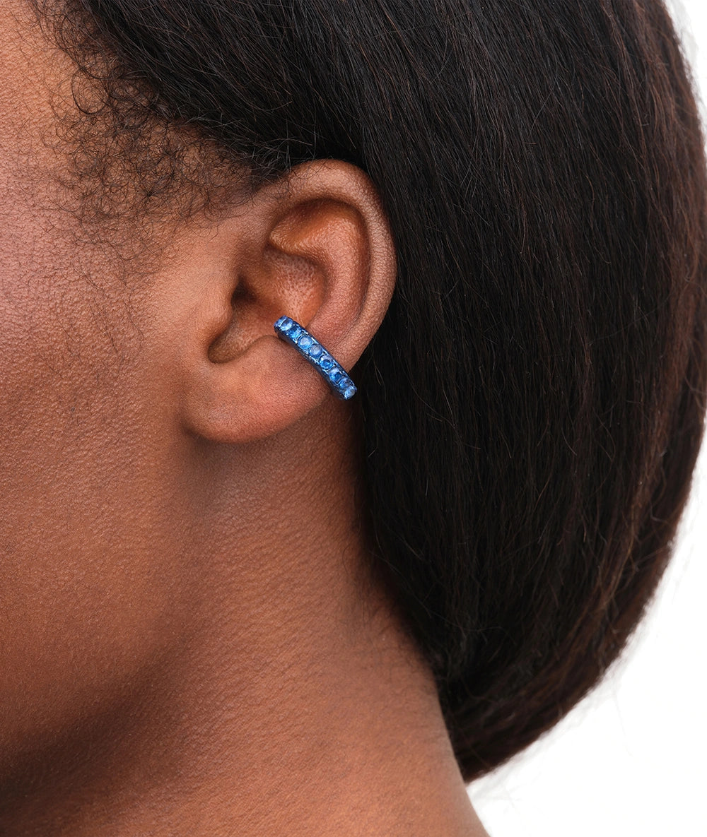 Ear cuff rond bleu et zircons bleus et turquoise Abi L MB