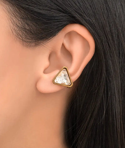 Round gold ear cuff with champagne zirconia vintage effect ARASHI VG - YParis
