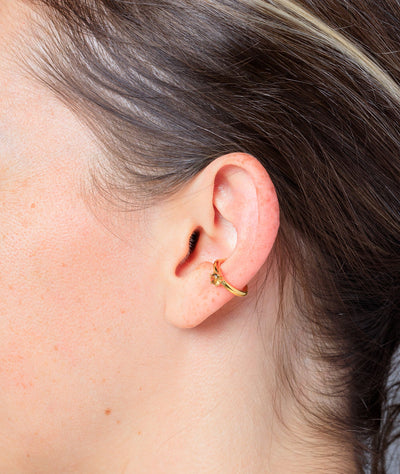 Ear cuff rond doré avec zirconium marron Bully Star GB - YParis