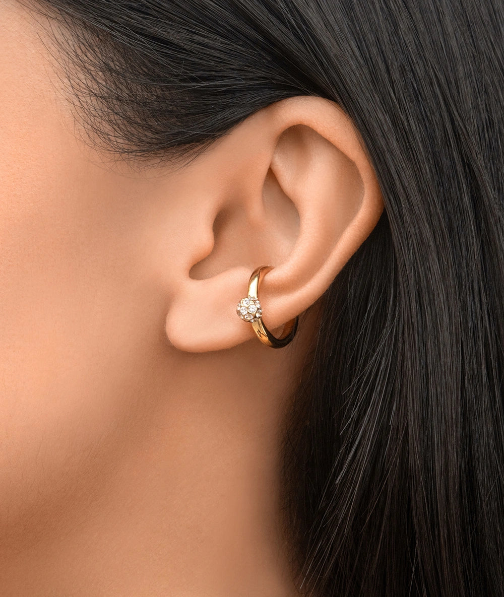 Ear cuff rond doré avec zircons STELLA G