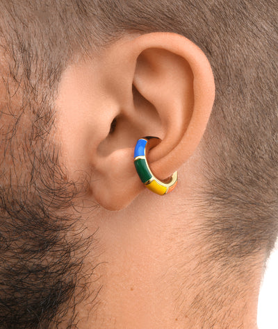Ear cuff rond doré émail multicolore Ivy rainbow - YParis