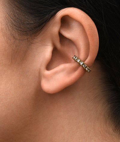 Ear cuff rond doré et zircons champagne effet vintage Abi S VG - YParis