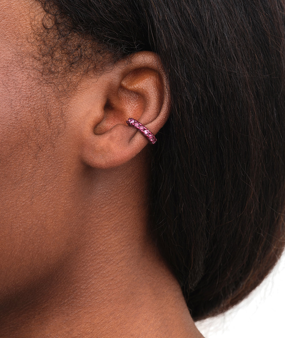 Ear cuff rond fuschia et zircons roses Abi S P