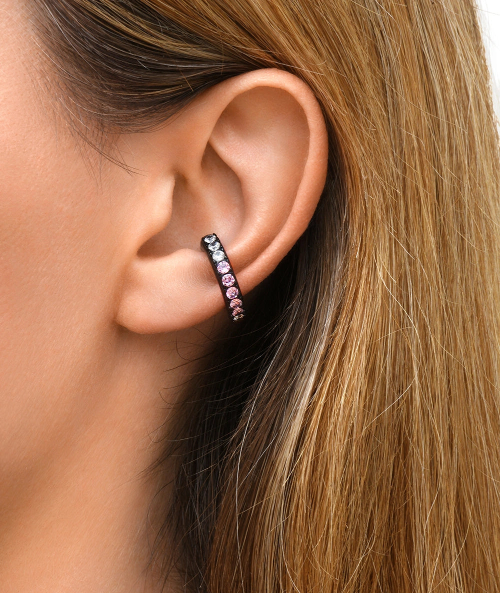 Round silver ear cuff with zircons Kim S