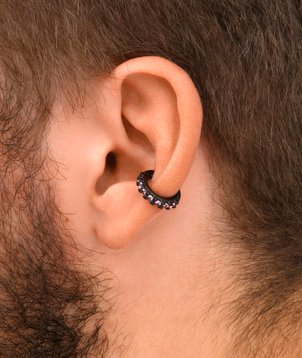 Round silver ear cuff with zircons Kim S
