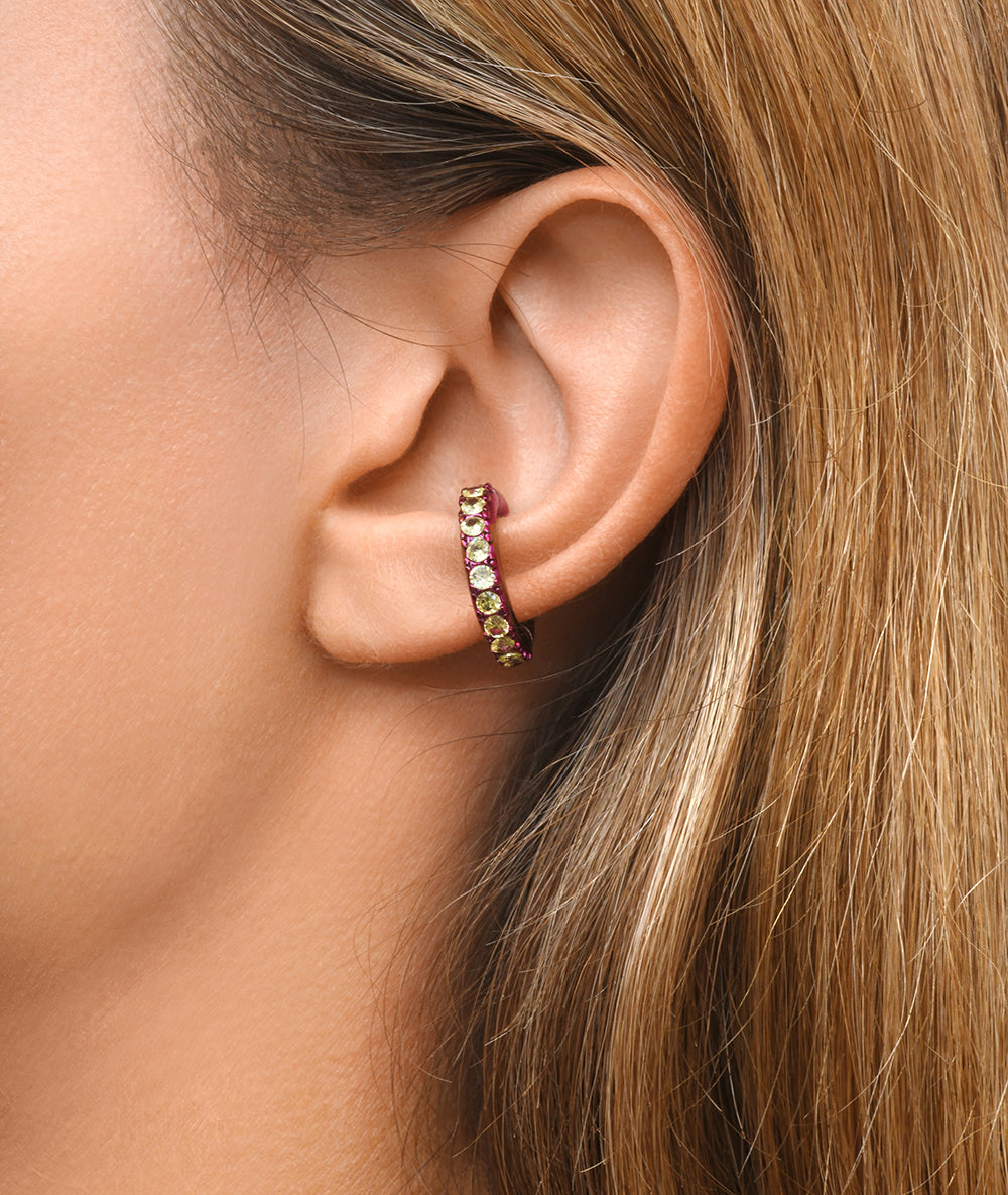 Ear cuff rond rose et zircons Abi L P A